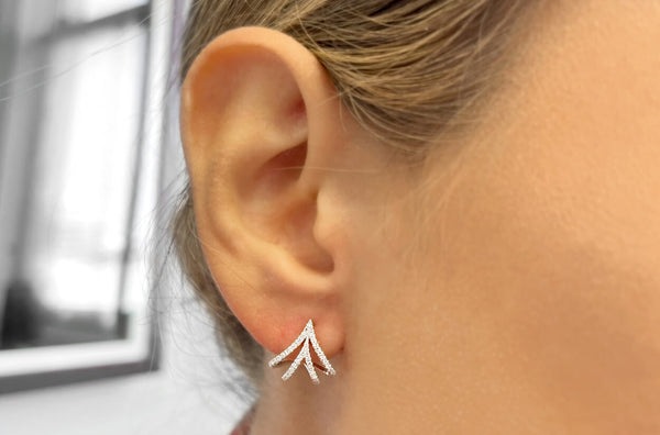 Earrings 14kt White Gold Lobe Stud Claw & Diamonds