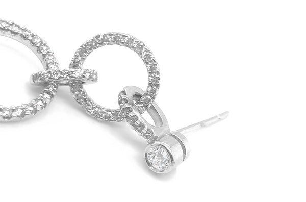 Earrings 18kt Gold Circle Drop with Pearls & Diamonds - Albert Hern Fine Jewelry