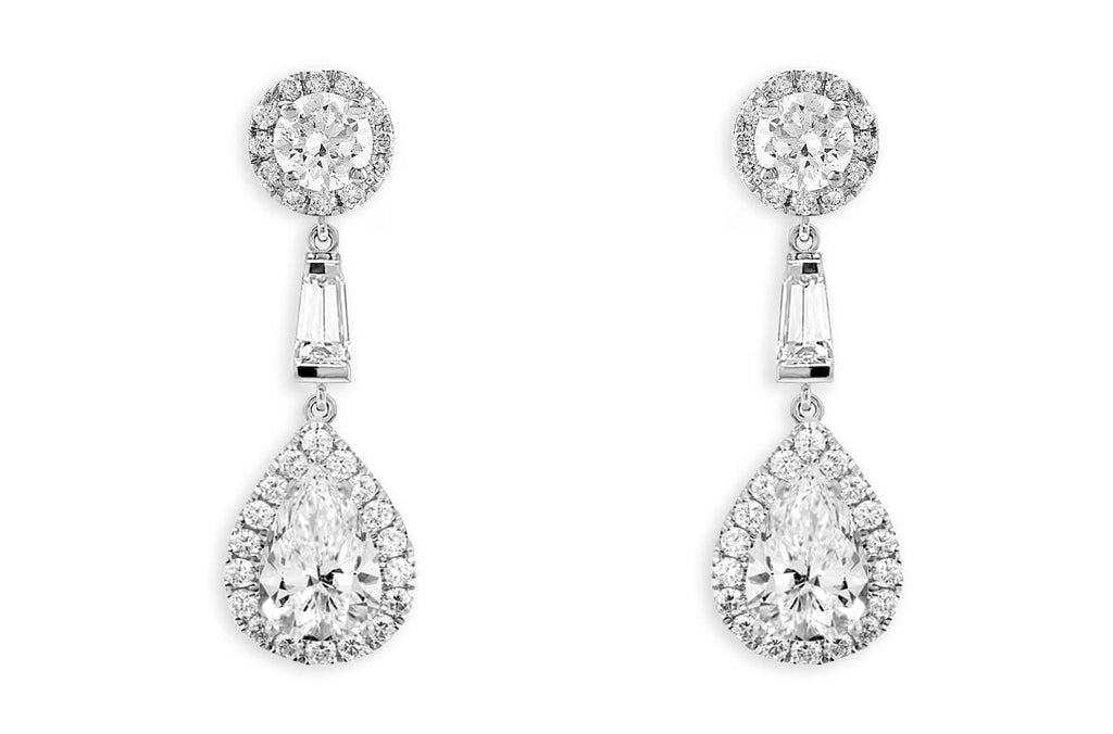 Earrings 18kt Gold Teardrop GIA Diamonds Dangle Studs - Albert Hern Fine Jewelry
