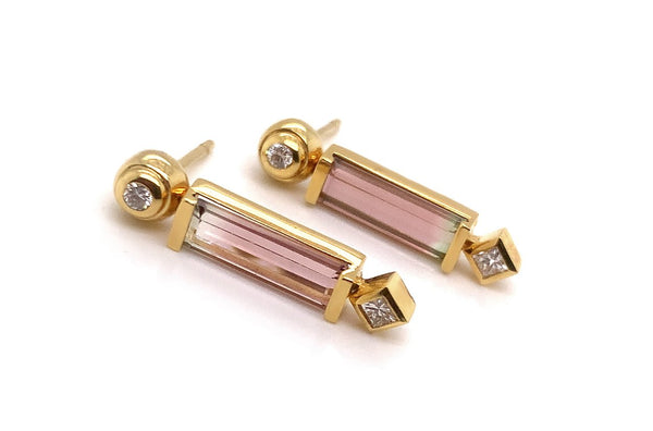 Earrings Bicolor Tourmaline & Diamonds - Albert Hern Fine Jewelry
