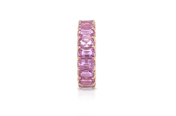 Eternity Ring 6.62cts Emerald Cut Pink Sapphires & 18kt Rose Gold - Albert Hern Fine Jewelry