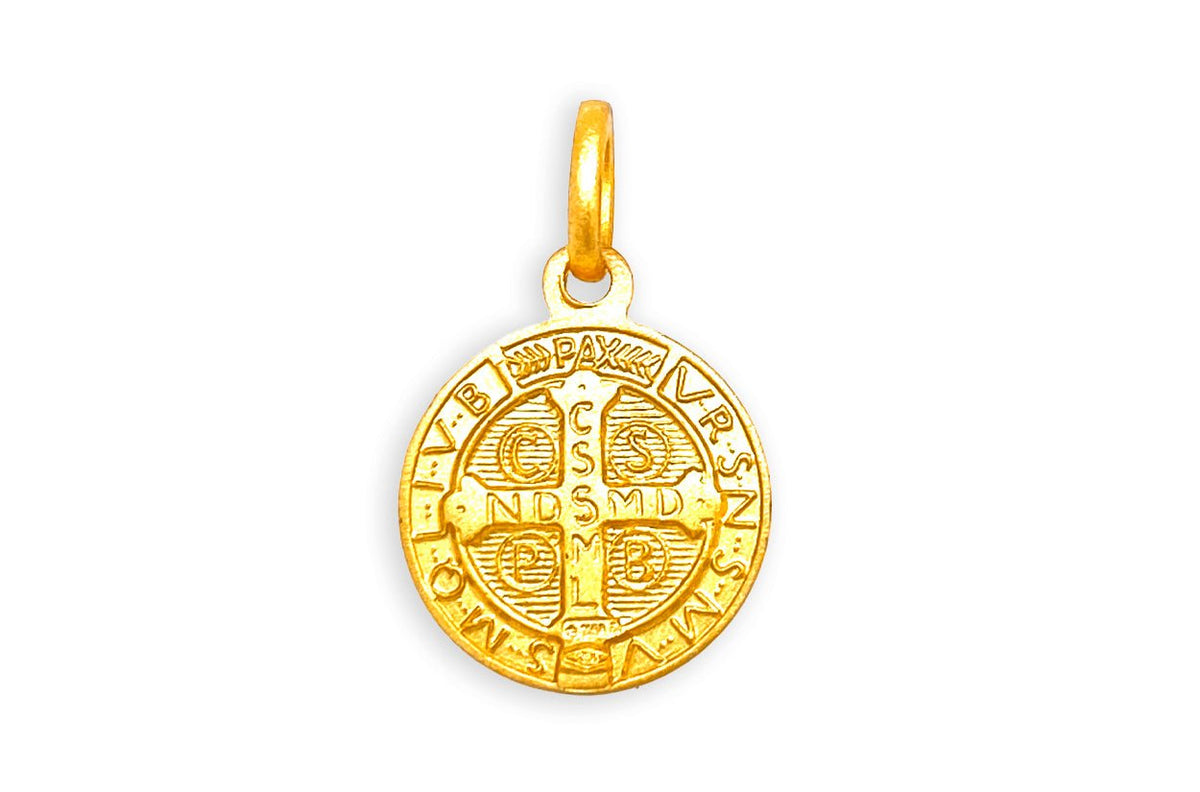 Medal 18kt Solid Gold Saint Benedict Pendant