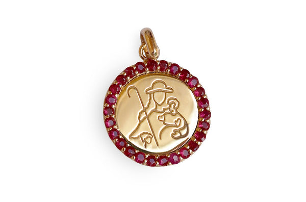Medal Divine Shepherdes | Divina Pastora Gold & Ruby - Albert Hern Fine Jewelry