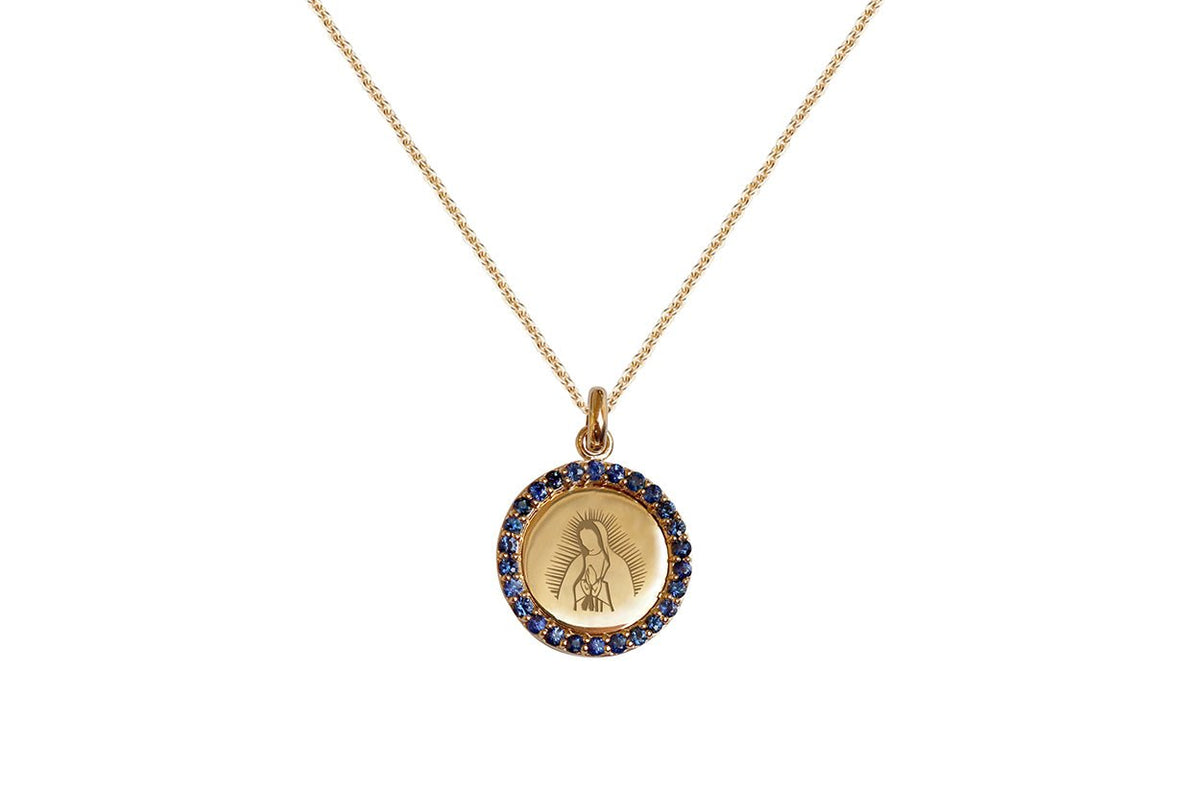 Medal Our Lady of Guadalupe | Gold & Blue Sapphires – Albert Hern