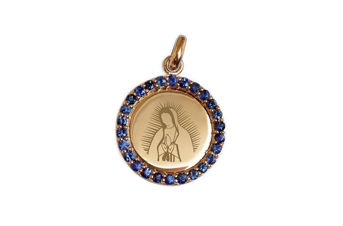 Medal Our Lady of Guadalupe | Gold & Blue Sapphires – Albert Hern