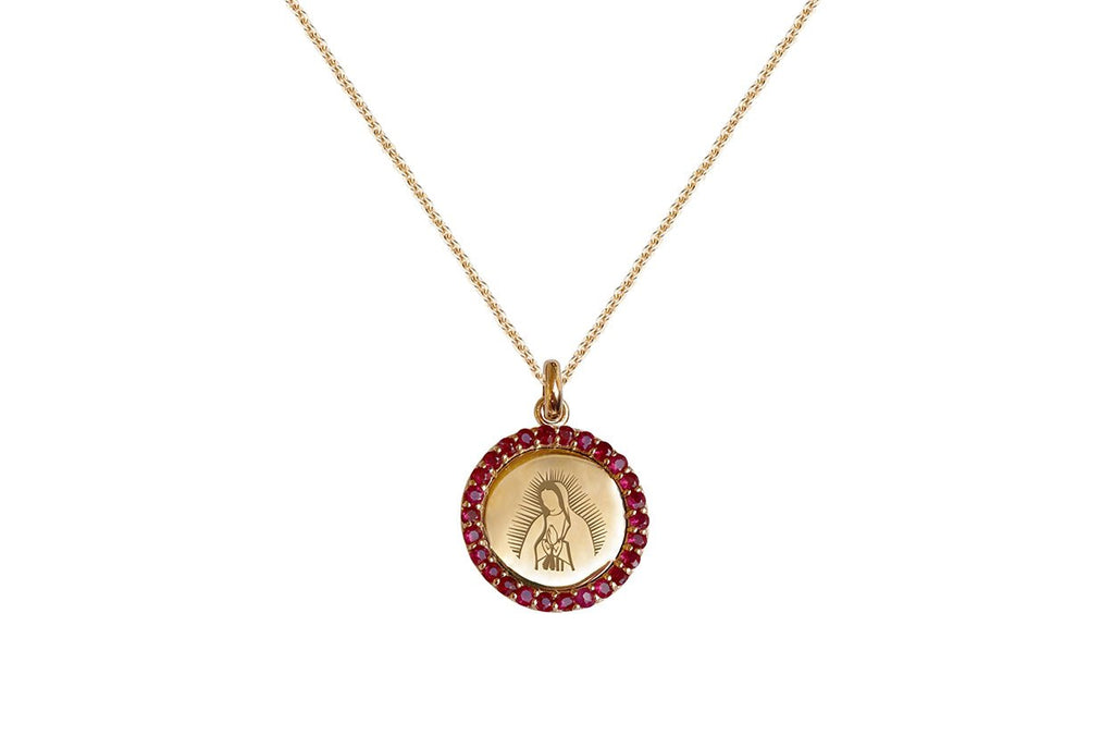 Medal Our Lady of Guadalupe | Virgen de Guadalupe Gold & Ruby - Albert Hern Fine Jewelry