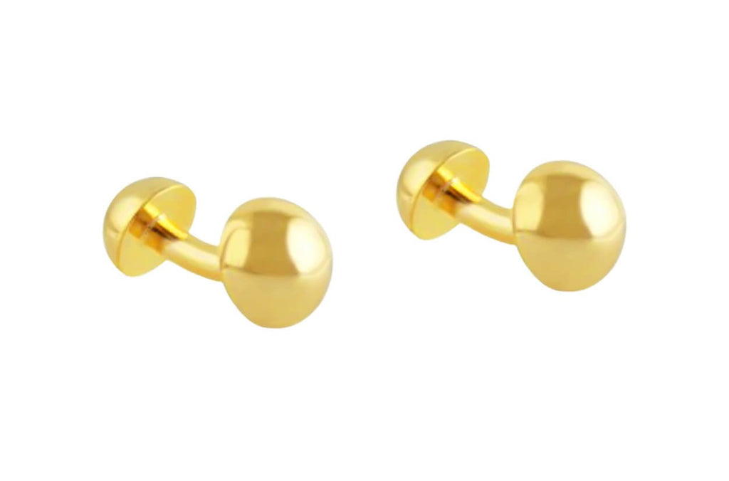 Men's 18kt Yellow Gold Round Plain Cufflinks - Albert Hern Fine Jewelry