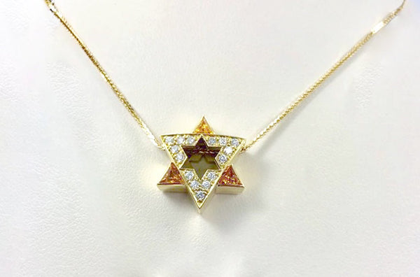 Necklace Star Yellow Gold Yellow Sapphires & Diamond - Albert Hern Fine Jewelry