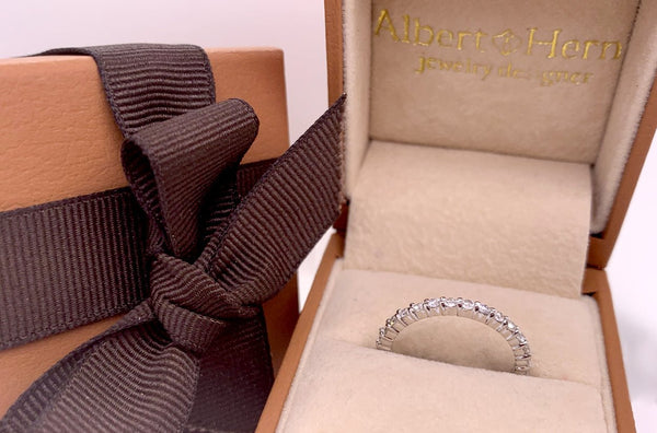 Ring 14kt Gold Petite Eternity Ring with Diamonds - Albert Hern Fine Jewelry