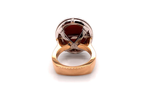 Ring 18kt Gold Coral & Diamonds - Albert Hern Fine Jewelry