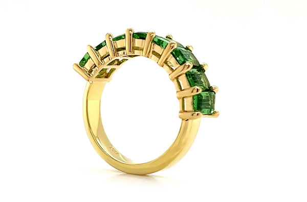 Ring 18kt Gold Half Band Emerald Cut Tsavorite Garnets 2.7 cts - Albert Hern Fine Jewelry