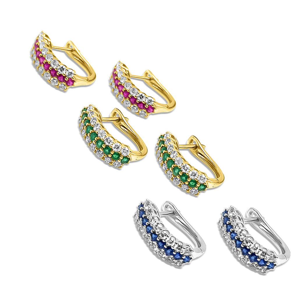 Earrings 18kt Gold Hoops Gemstones & Diamonds
