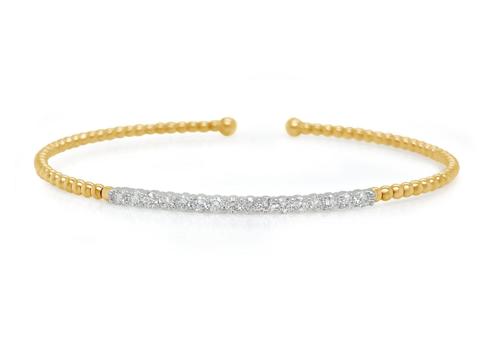 Bracelet 18kt Yellow-White Gold & Diamonds Open Cuff