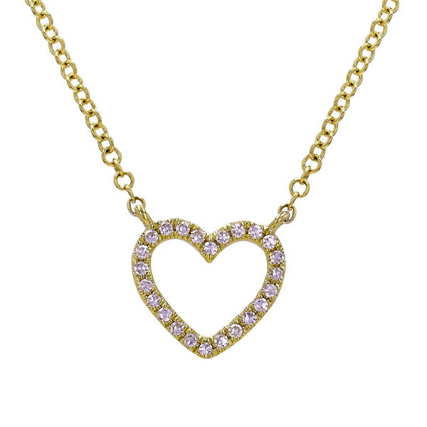 Necklace 14 Kt Gold Heart Shape with Diamond
