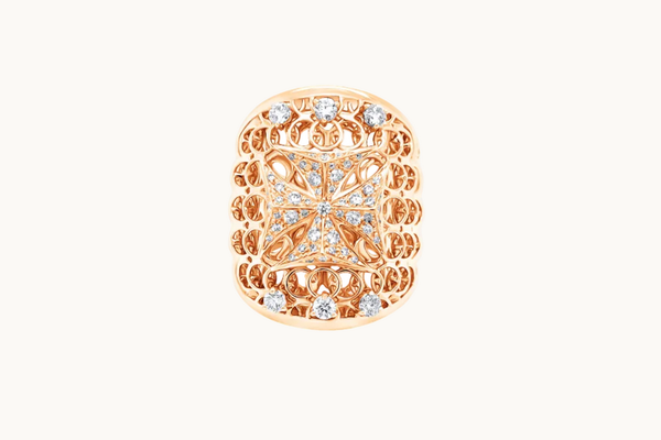 18kt Rose Gold Joan of Arc Diamond ring .89ct by Designer Verhoven