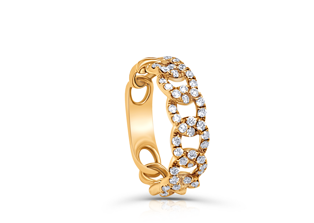 Ring 18kt Rose Gold & Round Diamonds Chain Link