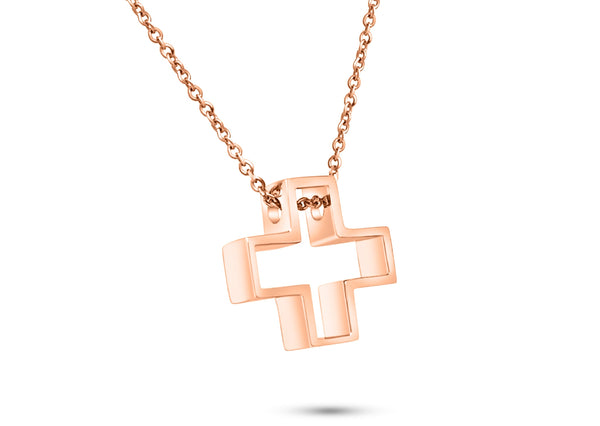 Necklace 14kt Rose Gold Cross Silhouette