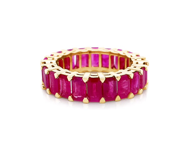 Eternity Ring 18kt Gold Emerald Cut Ruby