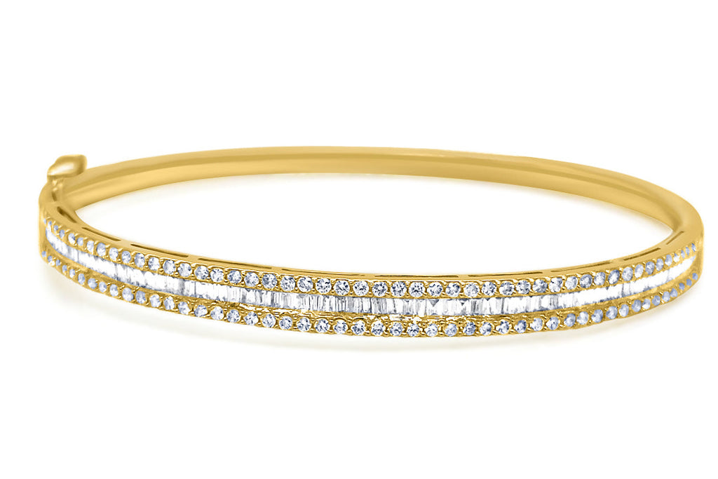 Bracelet 18kt Gold Baguette & Round Diamonds Bangle