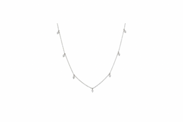 Necklace 14kt Gold Five  Triangles Shape with Diamonds