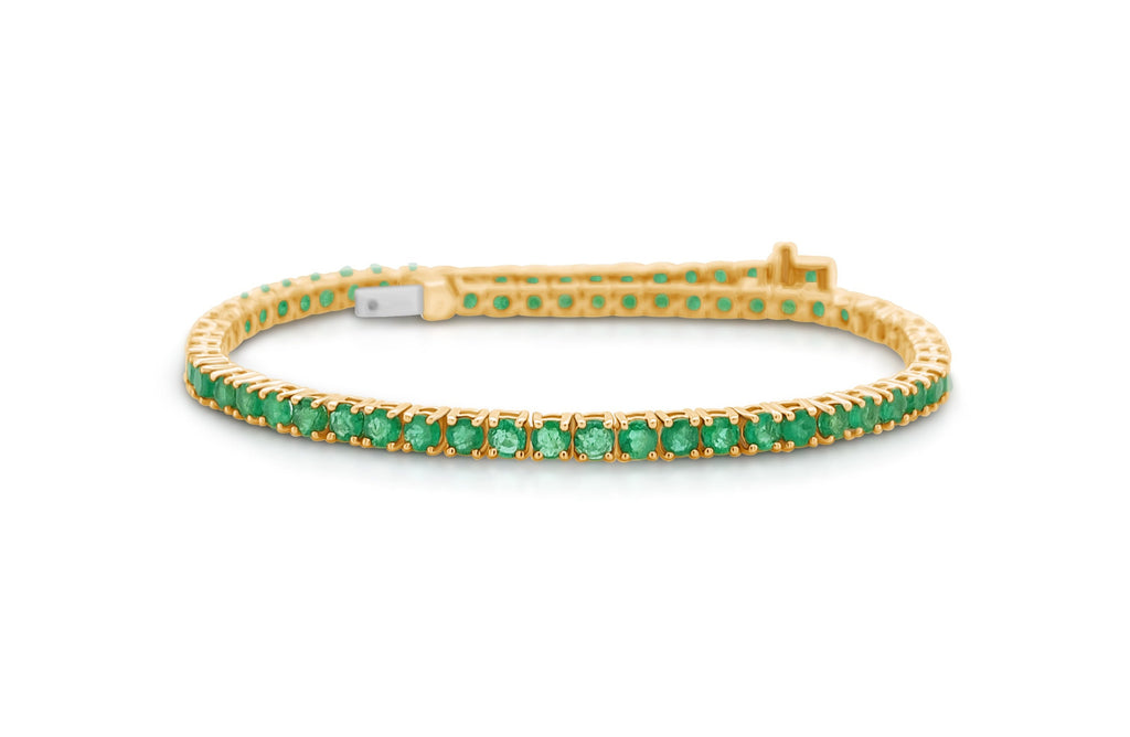 Bracelet 14kt Yellow Gold Tennis Emeralds