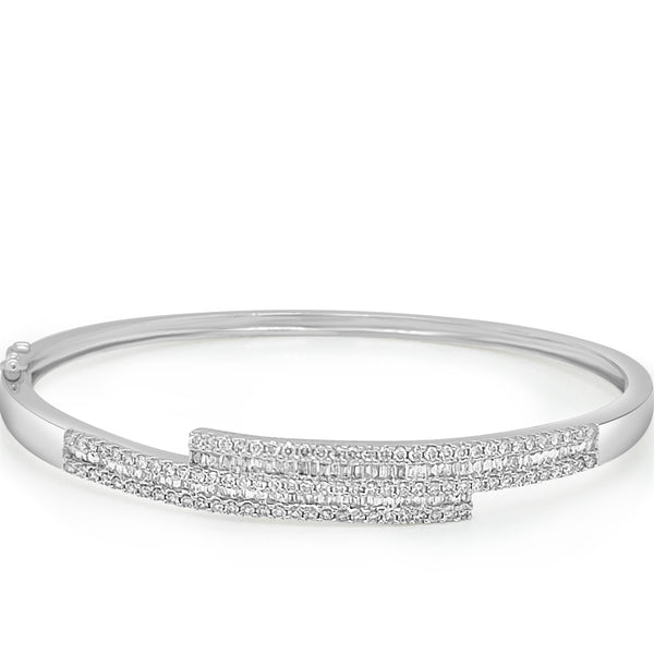 Bracelet 18kt Gold Baguette & Round Diamonds Bangle