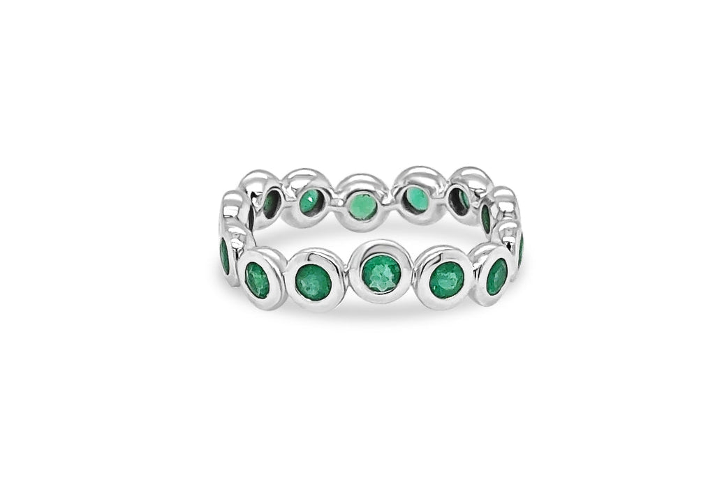 Ring 18kt White Gold & Round Emeralds