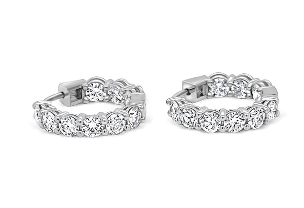 Earrings 18kt White Gold Round Hoops & Diamonds 1.39 cts