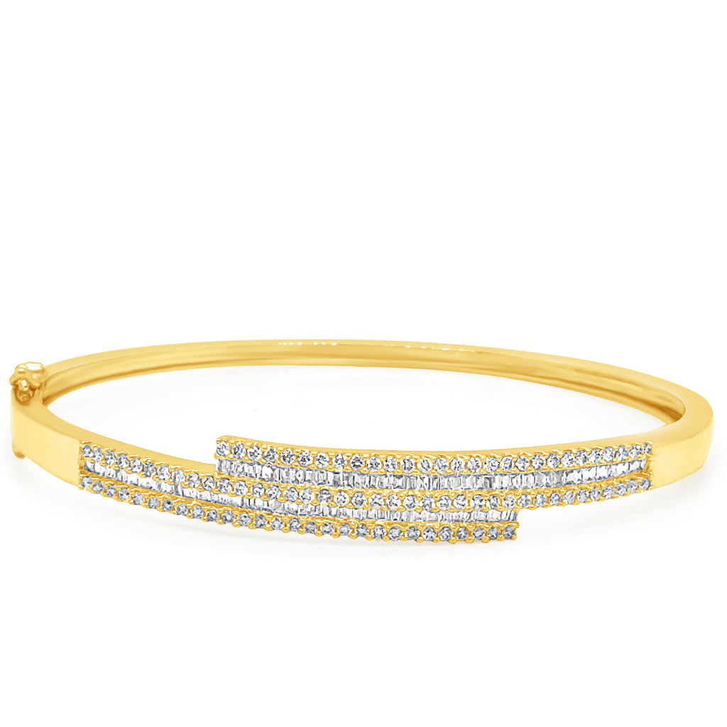 Bracelet 18kt Gold Baguette & Round Diamonds Bangle