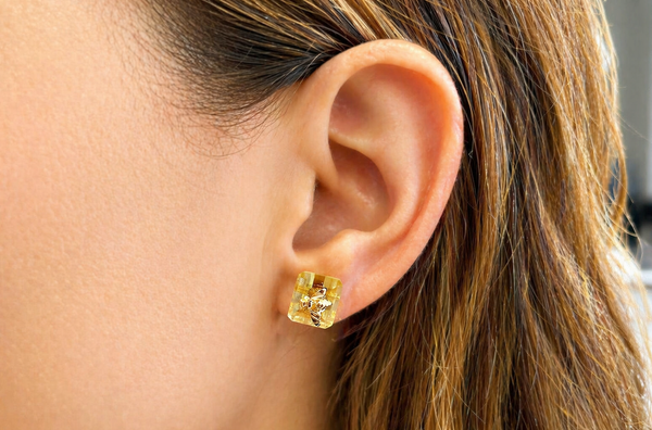Earrings 18kt Gold Lemon Citrine & Bug Studs