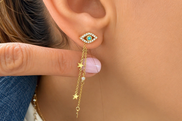 Earring Enhancer 14kt Yellow Gold Two Stars