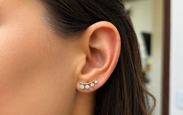 Earrings Crawler 14kt Gold & Diamonds Circle