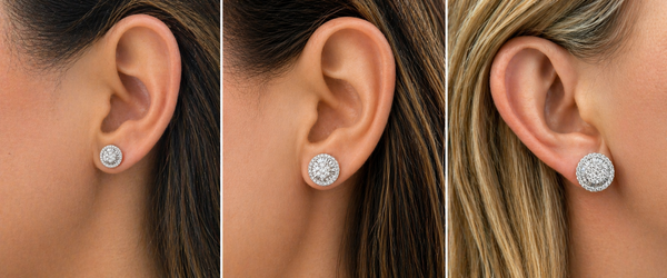 Earrings 18kt Gold Baguette & Round Diamonds Pizza