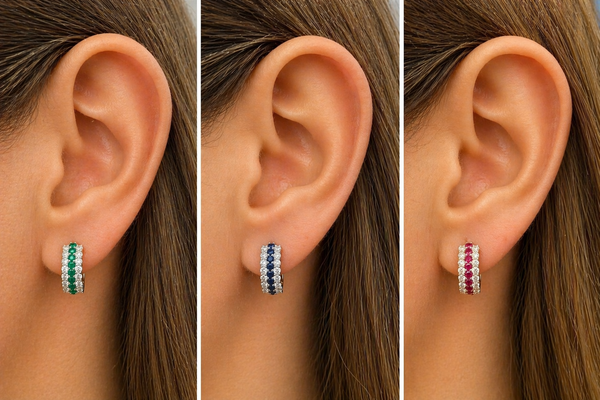 Earrings 18kt Gold Hoops Gemstones & Diamonds