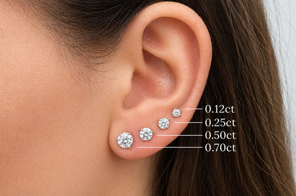 Earrings 0.70 cts Natural Round Diamonds G-H SI 18kt Yellow Gold Studs