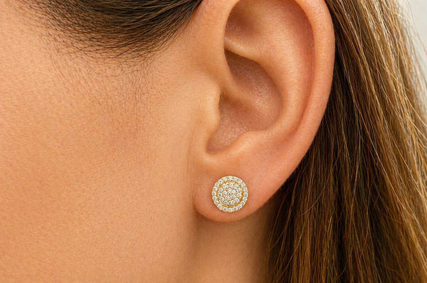 Earrings Stud Double Circle 18kt Gold & Diamonds