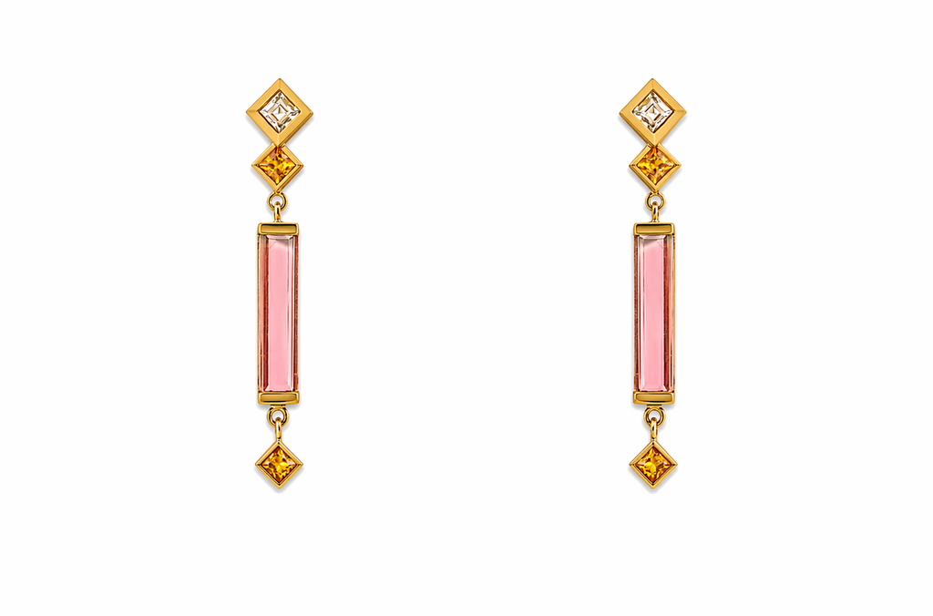 Earrings Long Bicolor Tourmaline & Diamonds