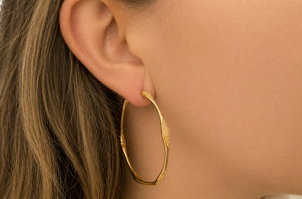 Earrings 18kt Gold Round Hoops & Diamonds