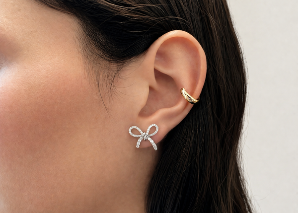 Earrings 18kt White Gold Bows with Diamonds