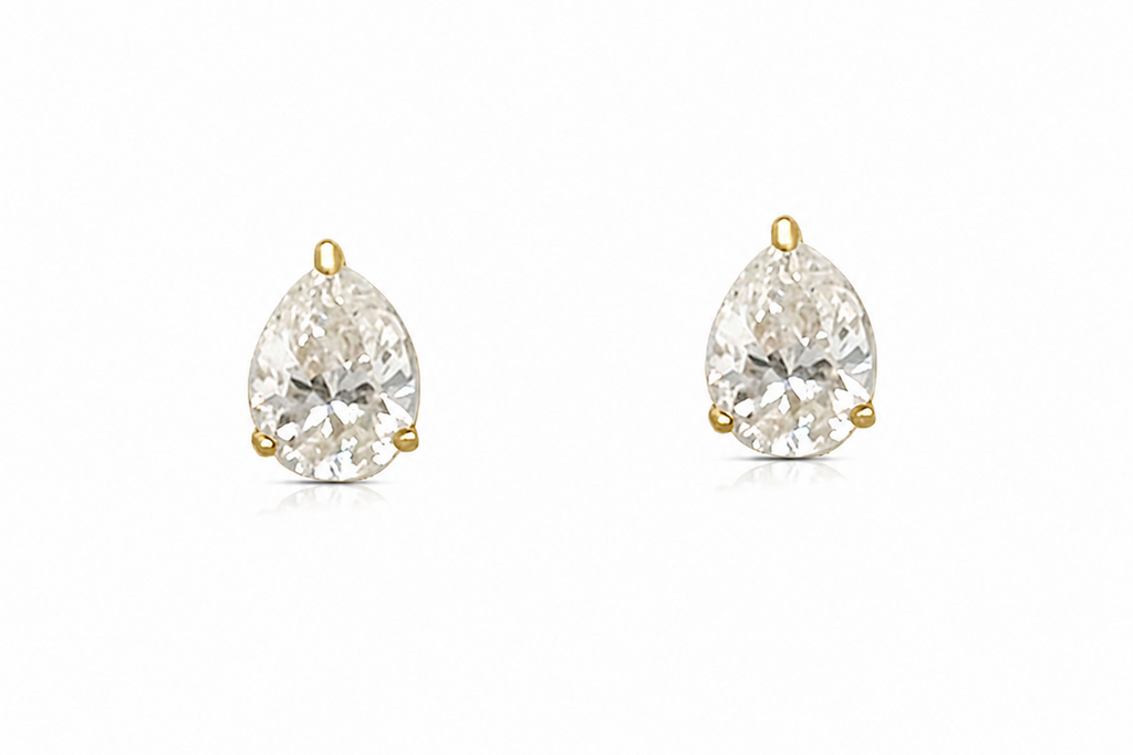 Mini Earrings 18kt Gold Diamonds Pear Studs