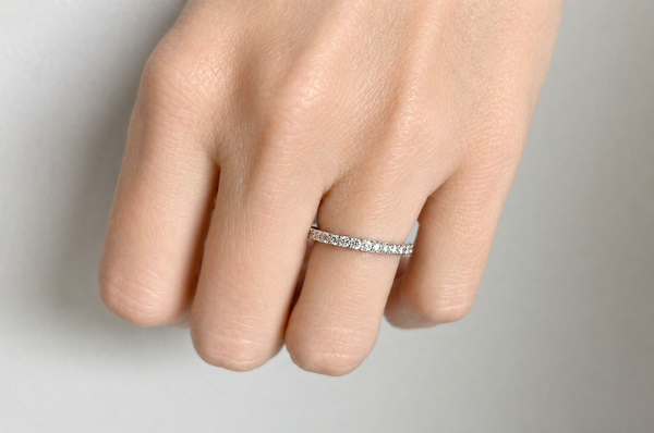 Ring 18kt White Gold Half Diamond Band 0.30 carats