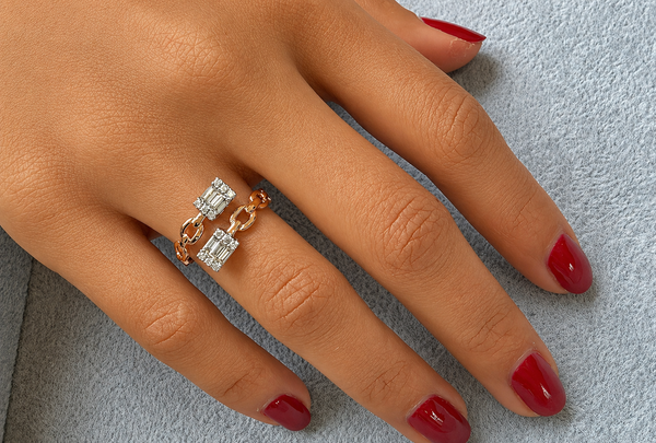 Ring 18kt White and Rose Gold You and Me Illusion Diamonds