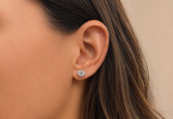 Earrings 2.10cts Natural Round Diamonds 14kt Gold Studs CGL