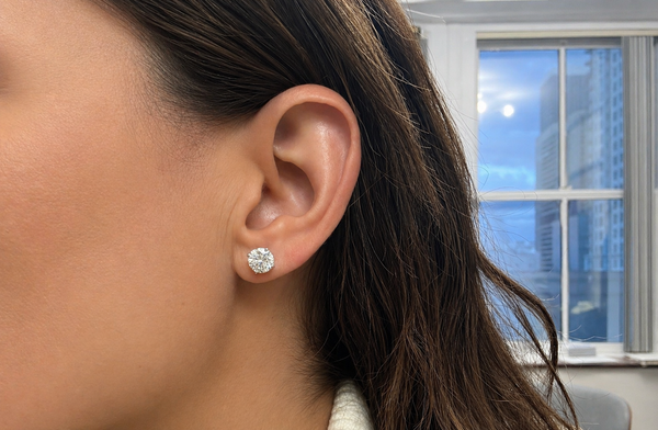Earrings 3.00cts Natural Round Diamonds 14kt Gold Studs CGL