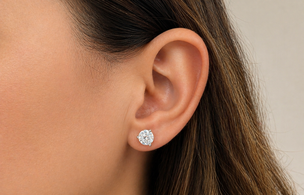 Earrings 3.00 cts Natural Round Diamonds GIA I VS2 Platinum Studs