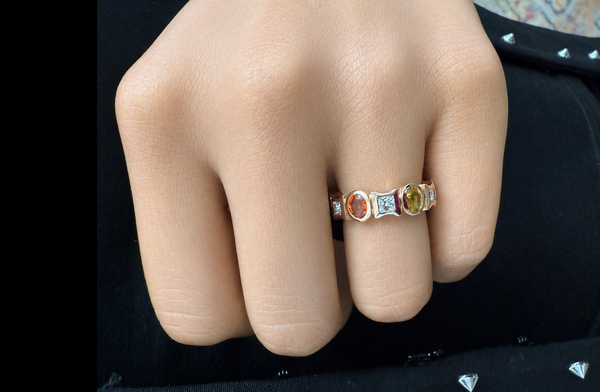 Ring Multicolor Sapphires & Diamonds in Rose Gold
