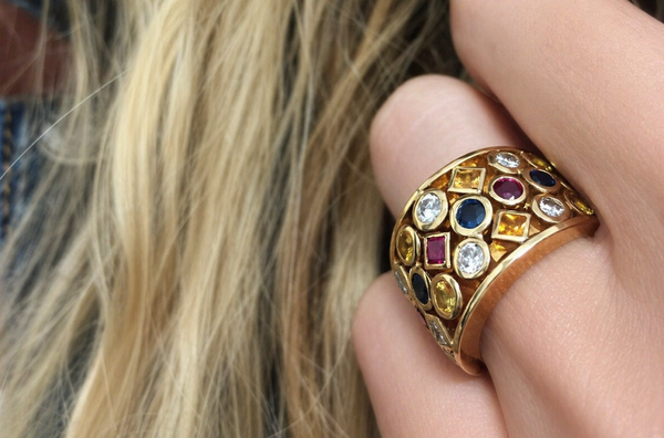 Ring Multicolor Sapphires & Diamonds in Gold