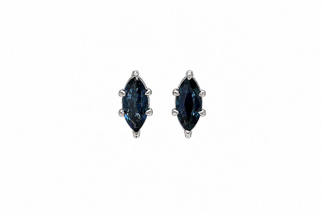 Earrings 14kt Gold Marquise Sapphire Studs