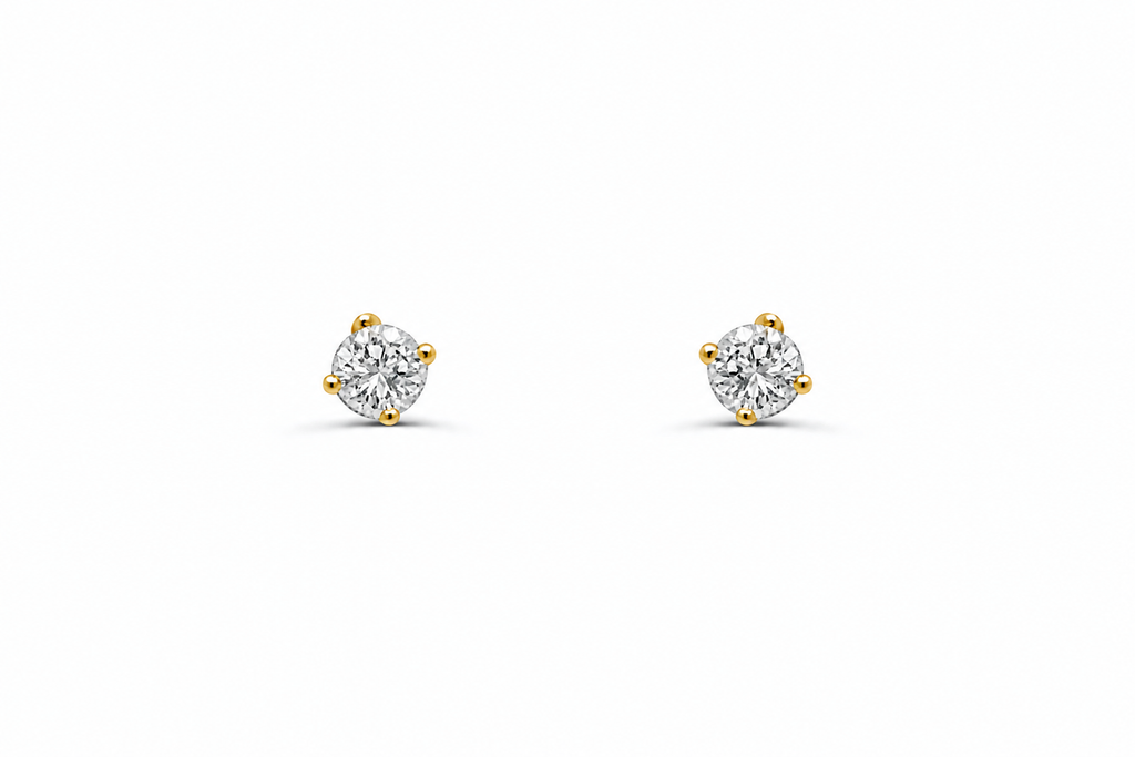 Mini Earrings 14kt Yellow Gold Diamonds Round Studs
