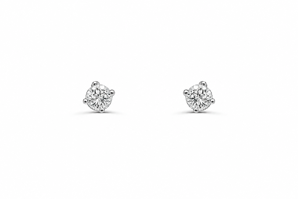 Mini Earrings 14kt White Gold Diamonds Round Studs